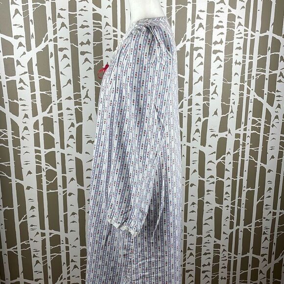 Vintage 70s Ditsy Floral Print Flannel House Dress Nightgown - Picture 5 of 9